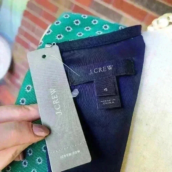 J crew green with small dot flowers dress size 4 - Picture 6 of 17